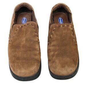 Dr. Scholl's Suede Leather Slip On Loafers Brown Comfort‎ Casual Shoes Size 9.5